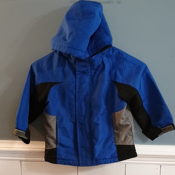 Circo Toddler boys hooded Winter Ski jacket Sz 3T Blue black Gray Lined Outdoors - Picture 2 of 10